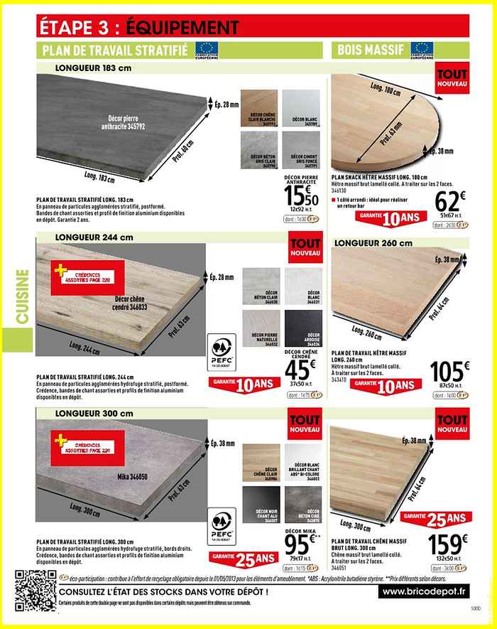 Brico depot leers plan de travail